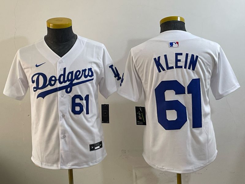 Youth 2025 Nike Los Angeles Dodgers #61 Klein White Game MLB Jersey 03->youth mlb jersey->Youth Jersey